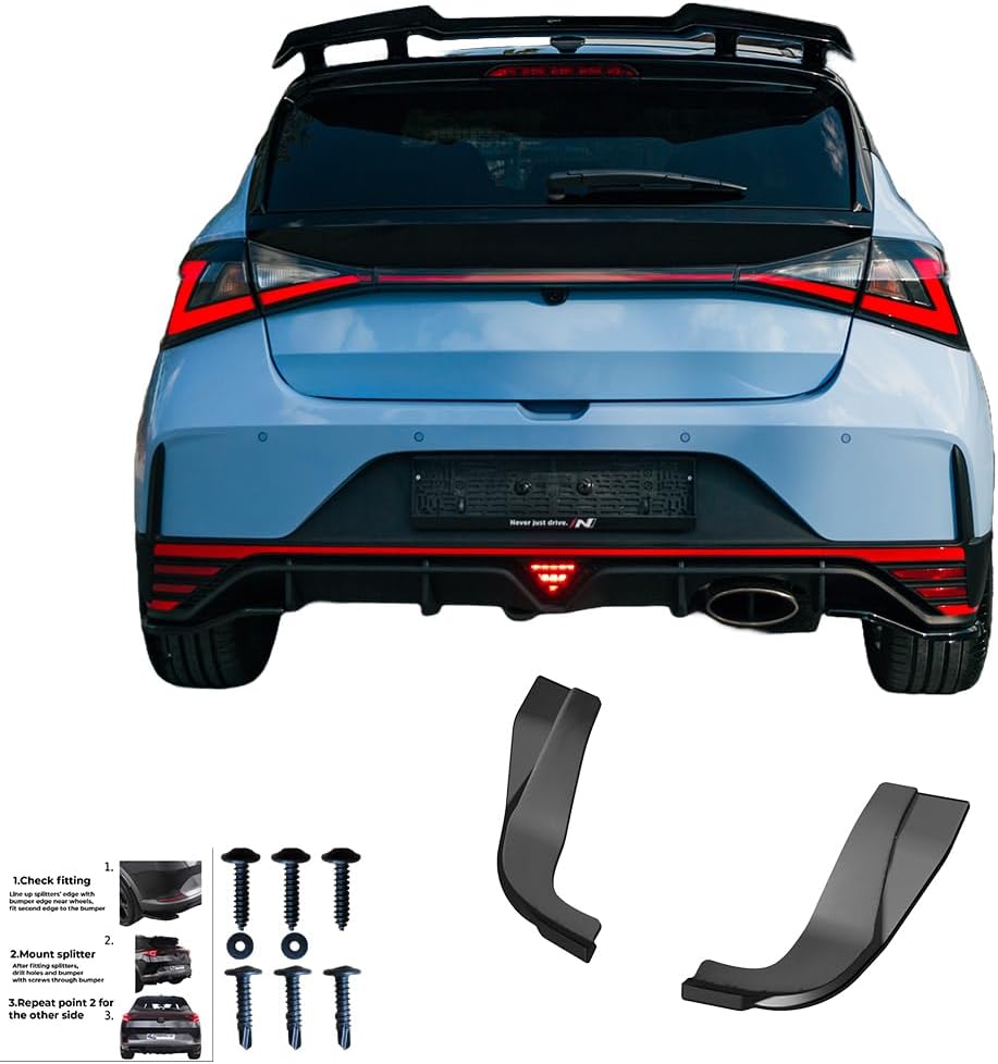 Oneway Rear Side Diffusors compatible with Hyundai I20 N MK3 2020- - Gloss black