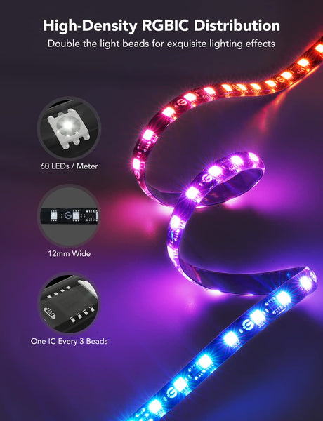 Govee TV LED Backlight T2 with Dual Cameras, 5m RGBIC Envisual LED Strip Lights with Double Beads for Ultra-Thin 75-85 inch TVs, Wi-Fi, Music Sync, DreamView, Voice&App Control, Alexa(0.9m*2+1.6m*2)