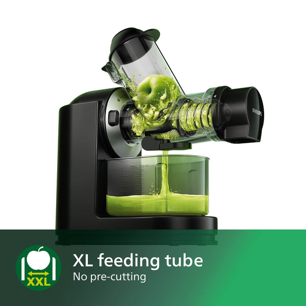 Philips Viva Collection Masticating Juicer, 150W, 1L, XL Tube, Quick Clean Technology, HomeID App, Dishwasher-safe Parts, Drip Stop, Easy Assembly, Compact Storage, Black (HR1889/71)