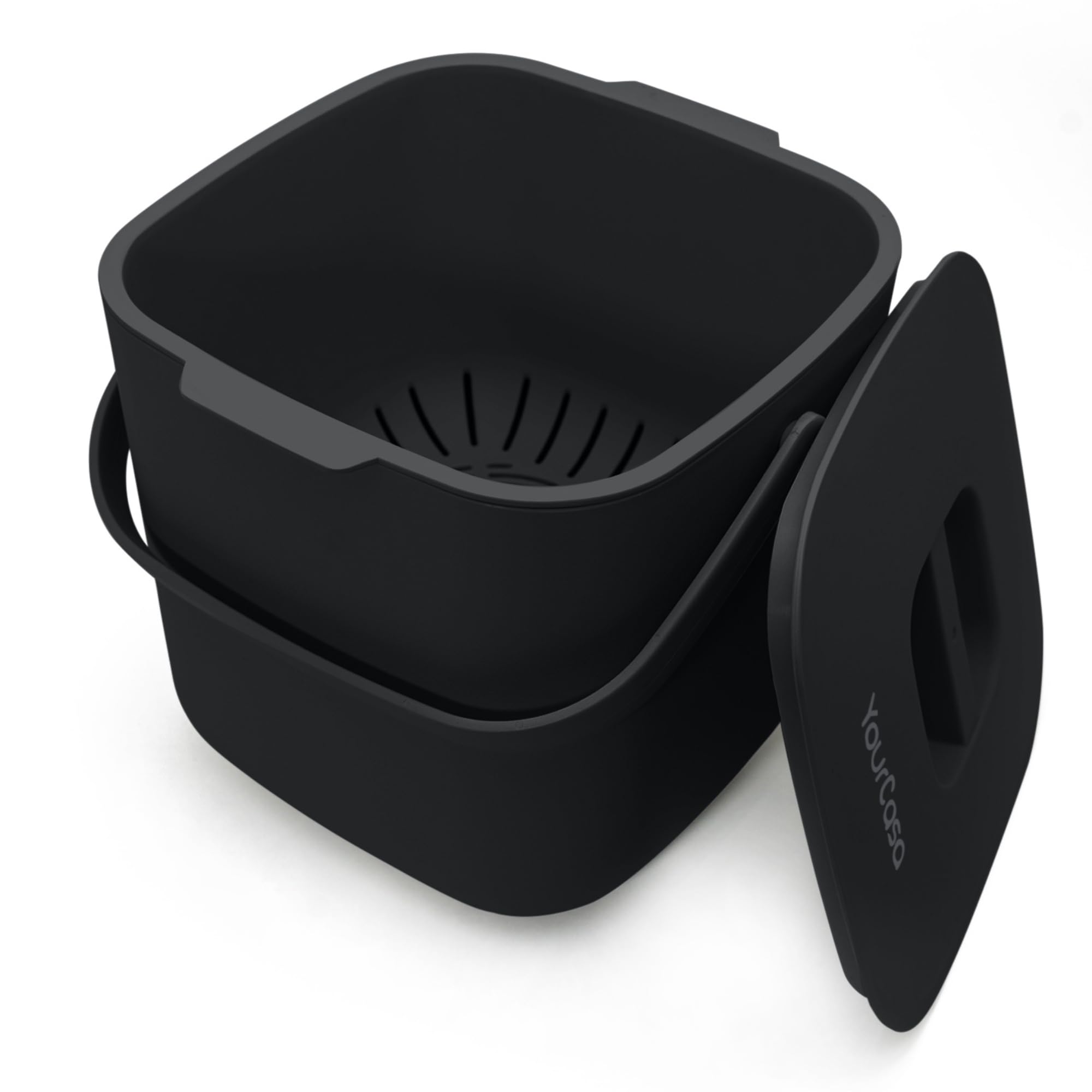 YourCasa Organic Kitchen Waste Bin - 7L Compost Bin with Lid - Dishwasher Safe, Odour-Proof, Removable Strainer