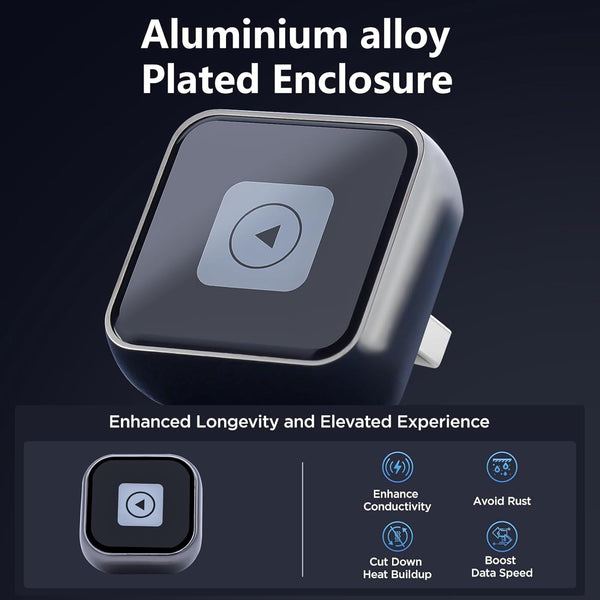 Aieloar Wireless CarPlay Adapter for iPhone – 5s Auto-Connect, Angled Plug & Play