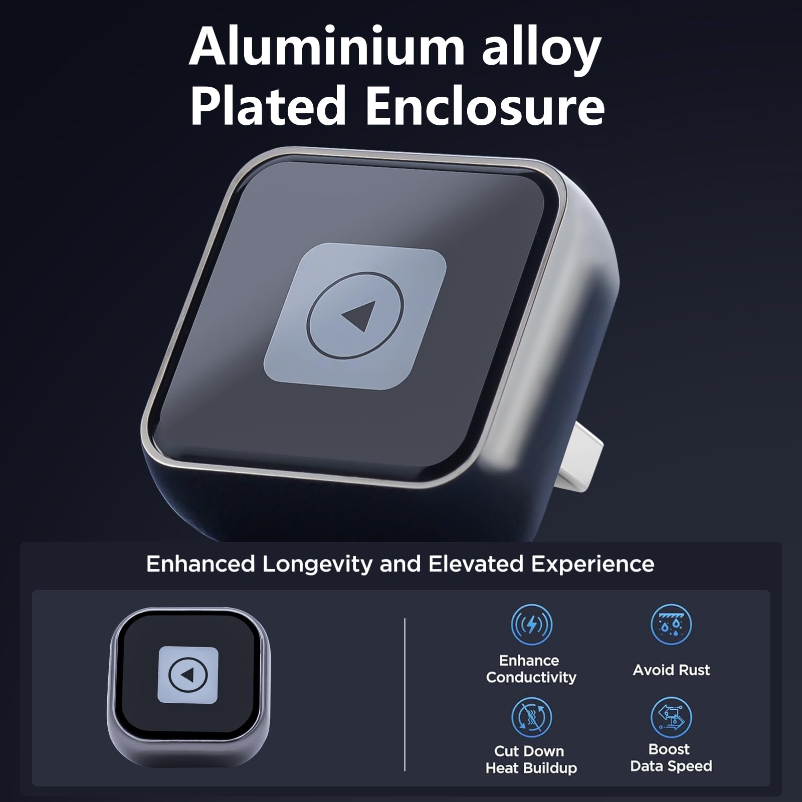 Wireless Carplay Adapter (2025 Upgrade),Plug and Play Convert Wired to Wireless Bluetooth Carplay Adapter Compatible with iPhone iOS 10+,- No Latency