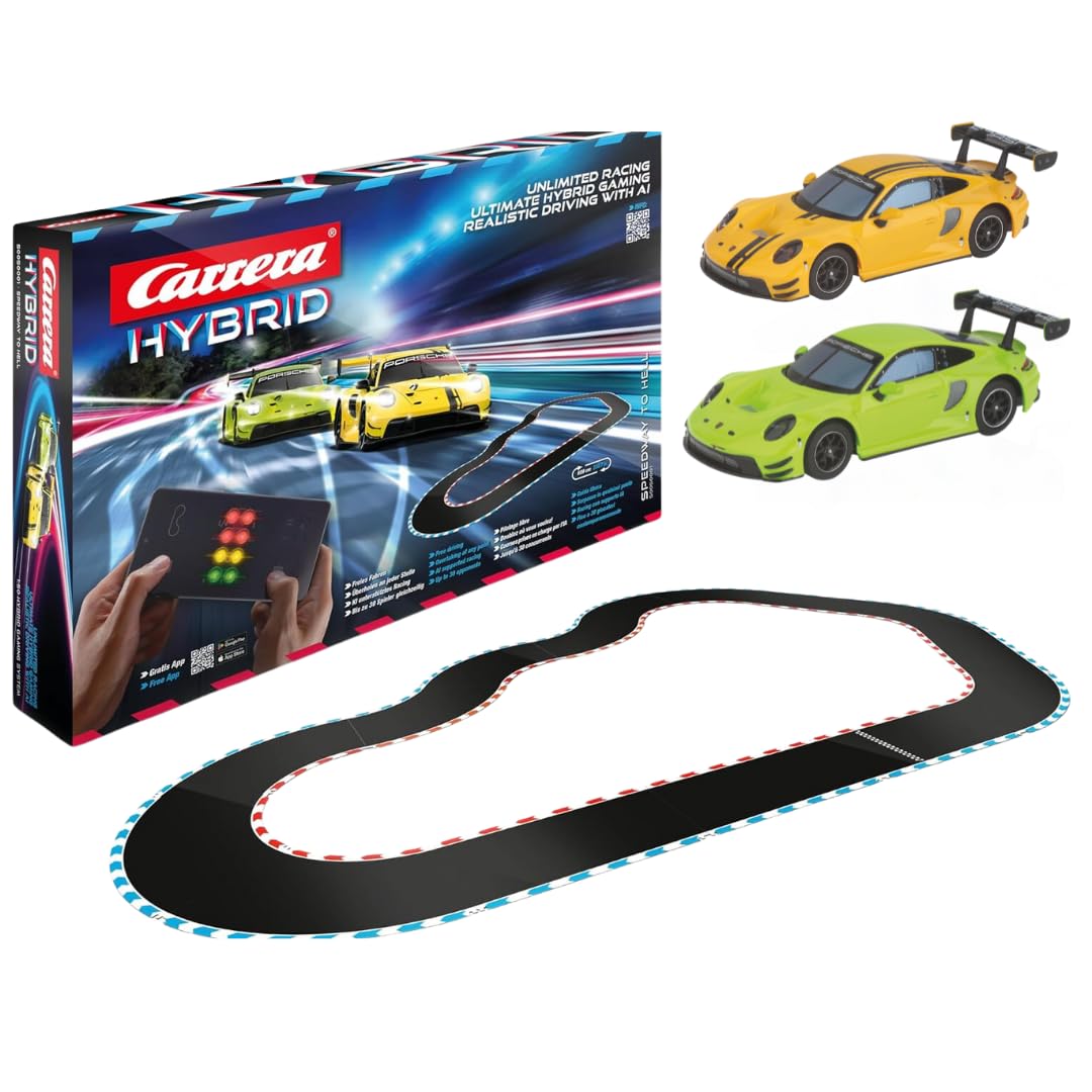Carrera Hybrid 50050002 "Devil Drivers" Porsche 911 GT3 R 1:50 Scale AI-Supported Race System with Working Lights & USB-C Charging