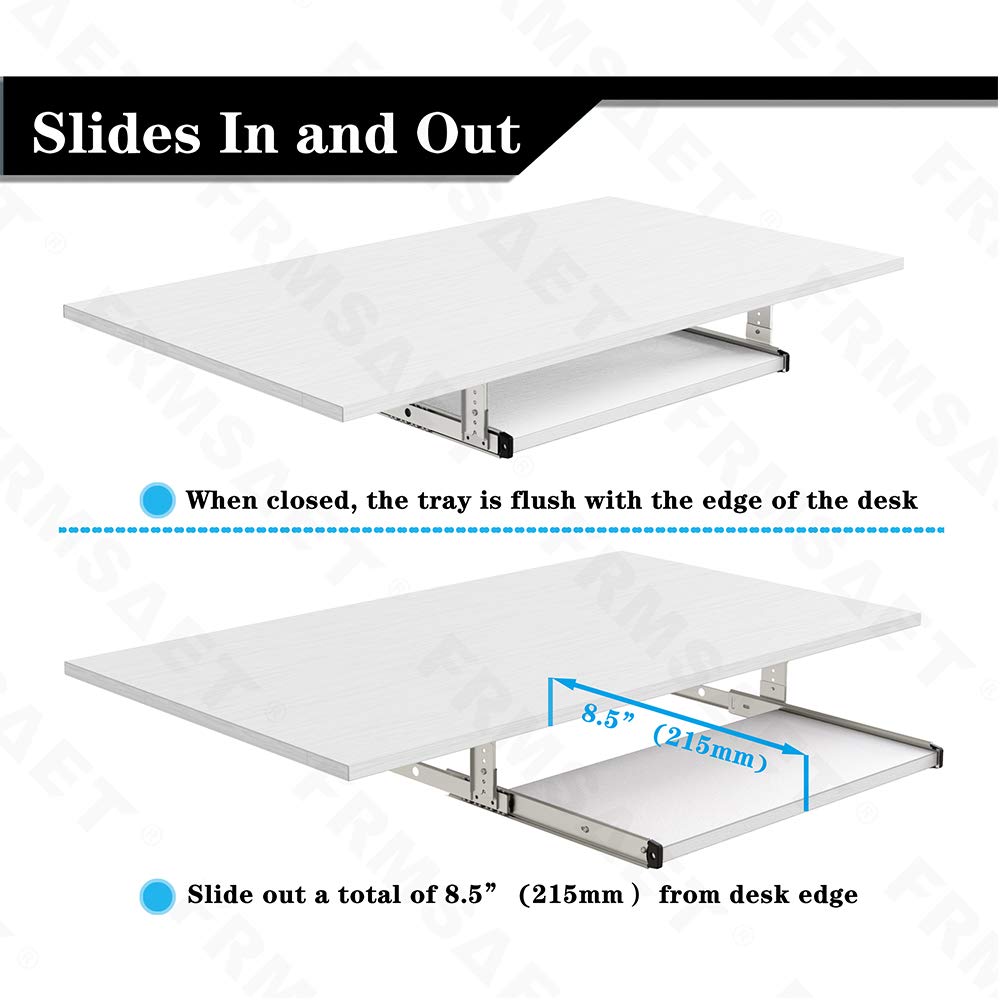 FRMSAET Furniture Accessories Office Product Suits Hardware 20/24/30 inches Keyboard Drawer Tray Wood Holder Under Desk Adjustable Height Platform.