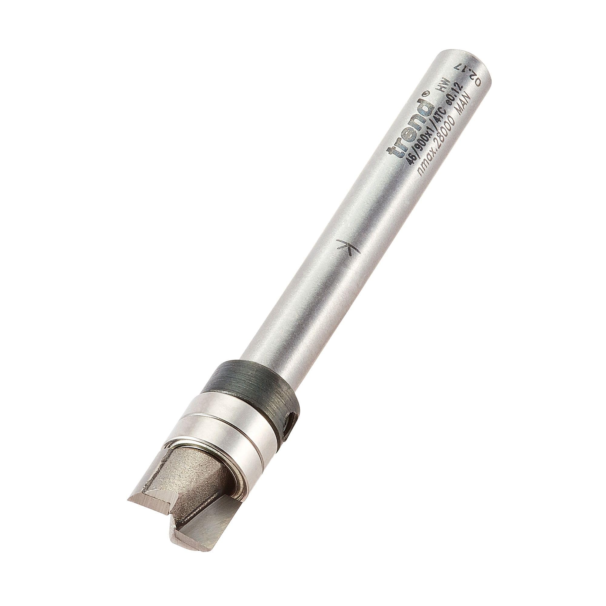 Trend Professional Guided Trimmer, 1/2 Inch Shank, 12.7mm Cut Diameter, 50mm Cut Length, Tungsten Carbide Tipped, 46/23X1/2TC