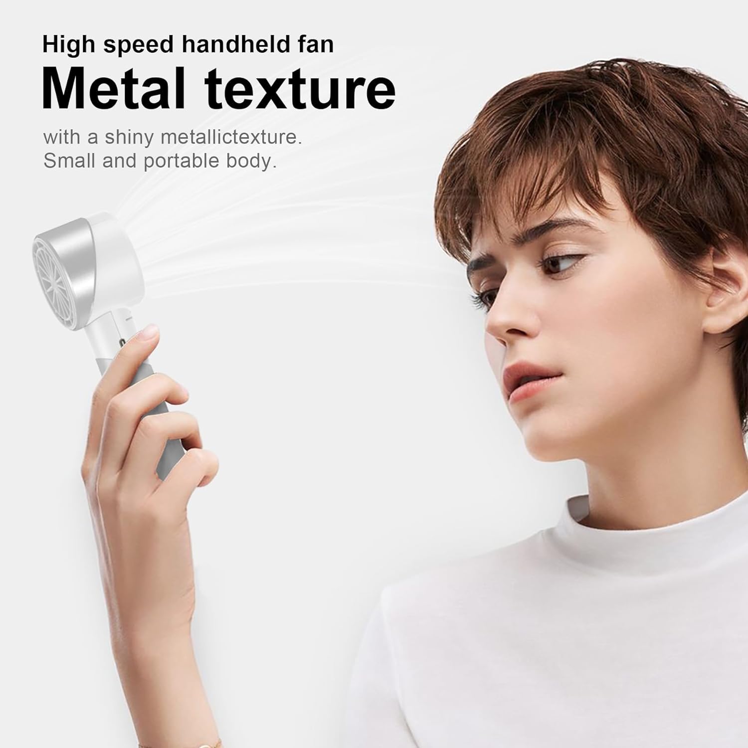 COZOME Handheld Fan,Ultra-Portable 7000 RPM Turbo Mini Fan with 16H Battery,4-Speed USB Rechargeable Metal Design | Pocket Fan for Travel/Outdoor/Home/Office,Gift for Men & Women (Alloy Construction)