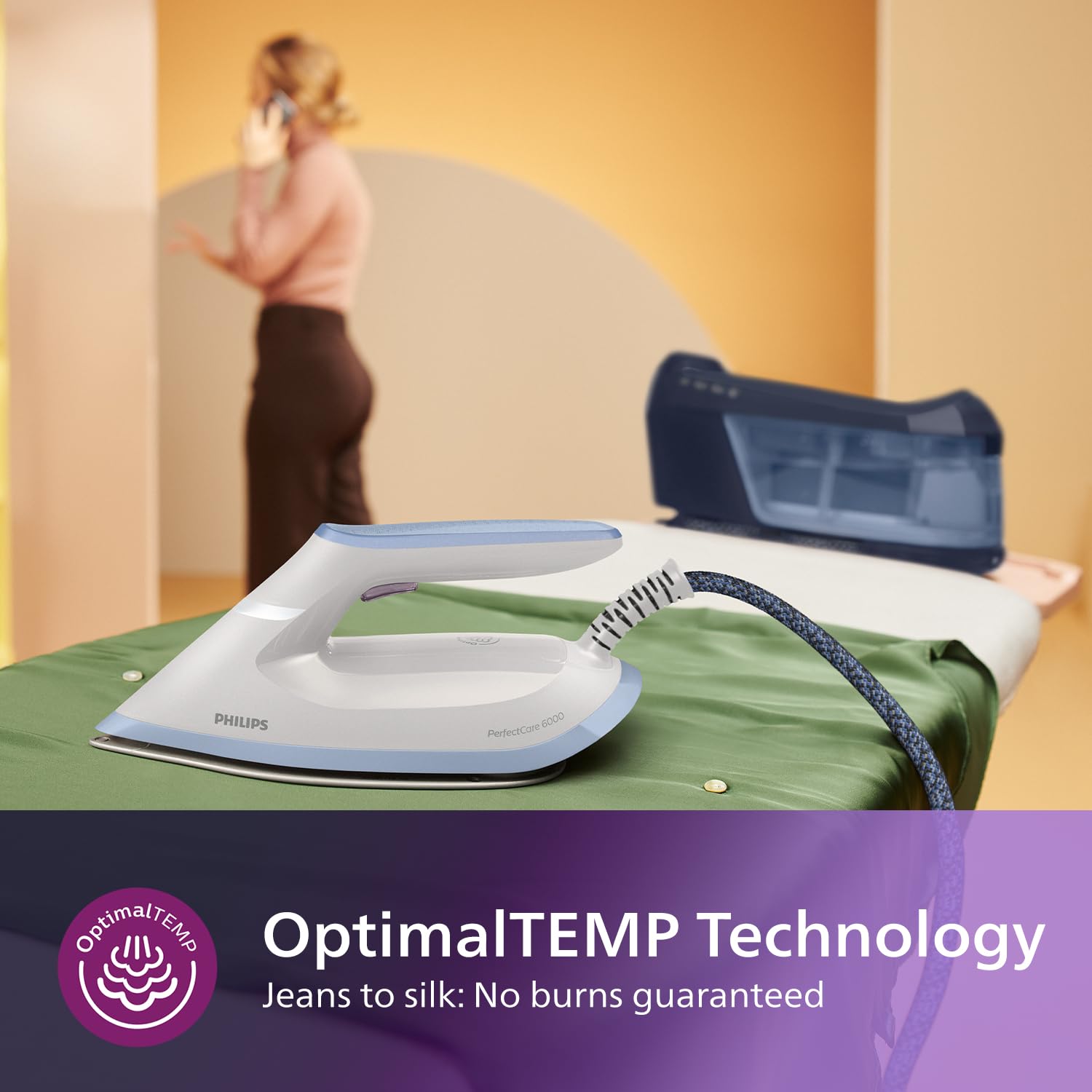 Philips PerfectCare Serie 6000 Steam Generator, 2400 W, 600g Steam Flow, 8 Bar Pressure, No Burns with OptimalTEMP Technology, 1.8L Tank, Black (PSG6066/26)