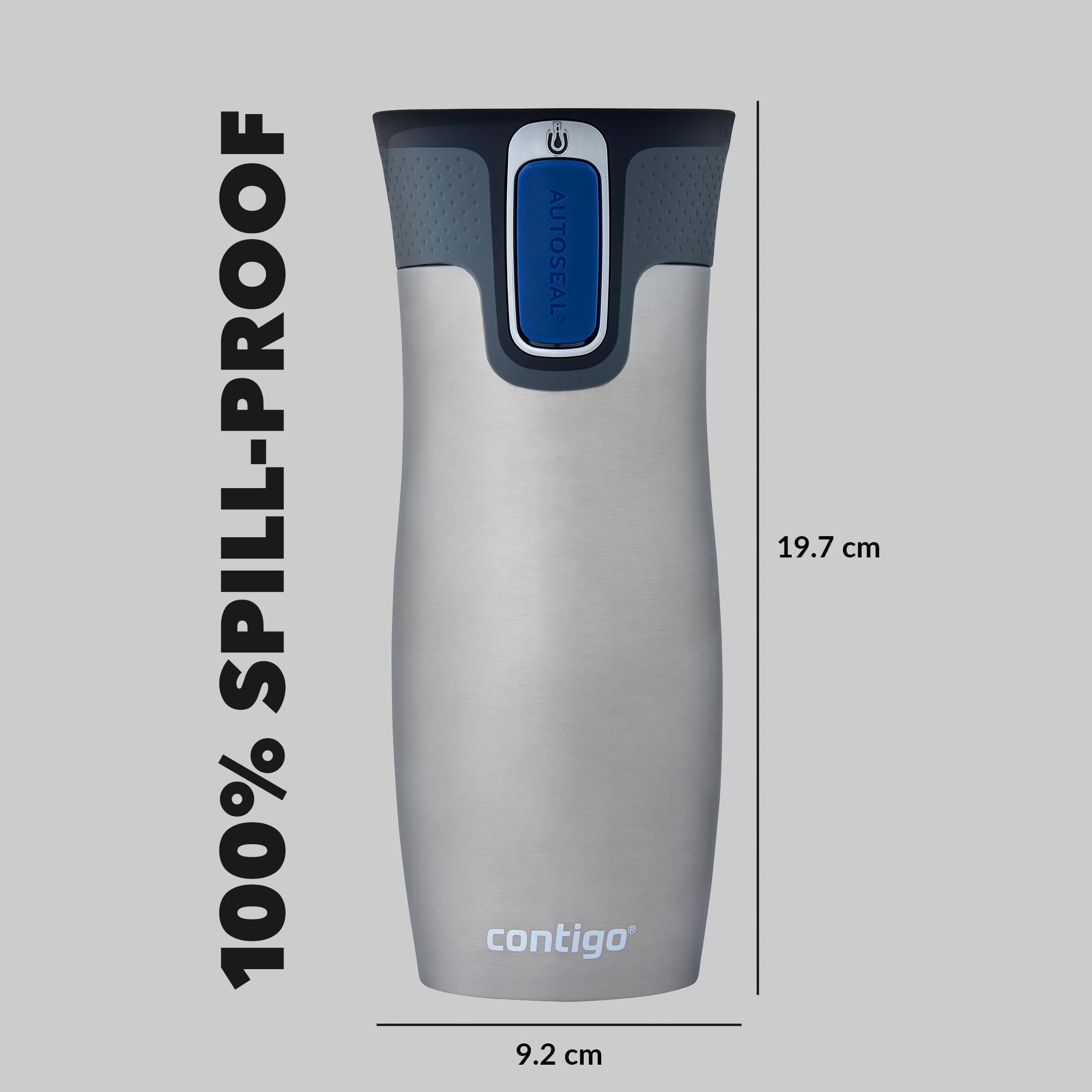 Contigo West Loop Autoseal Travel Mug, Stainless Steel Thermal Mug, Vacuum Flask, Leakproof Tumbler, Coffee Mug with BPA Easy-Clean Lid