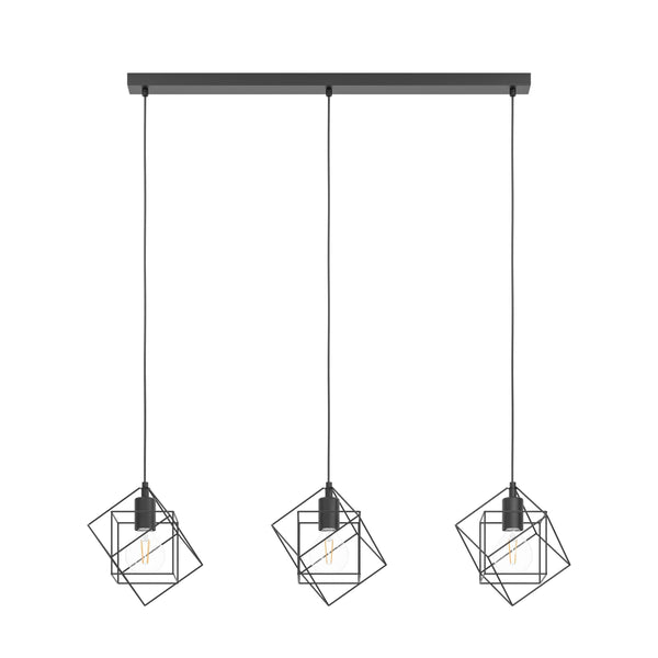 Eglo Straiton Black Steel Modern Geometric 3 Light Pendant