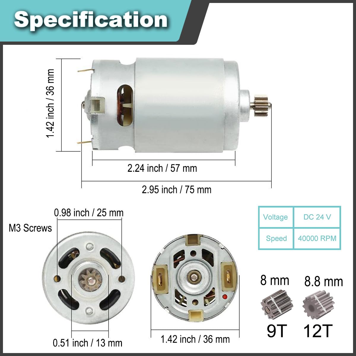 2 Pcs 545 Micro Motor DC 3.7-7.4 V 23500 RPM Long Shaft High Torque Gear RC Power Wheel Mini/Small Motor with Spring Wire, for RC Toy Car/Robot/Mini Fan/Electric Drill/UAV/DIY/Test