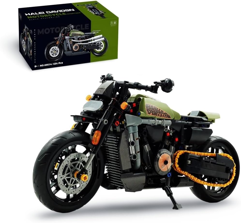 Motorcycle Building Blocks Toys, Motorbike Model Building Kit for Boys, 634 Pieces Construction Engineering Motorcycle Bricks, STEM Educational Toy, Gift for Adults and Kids