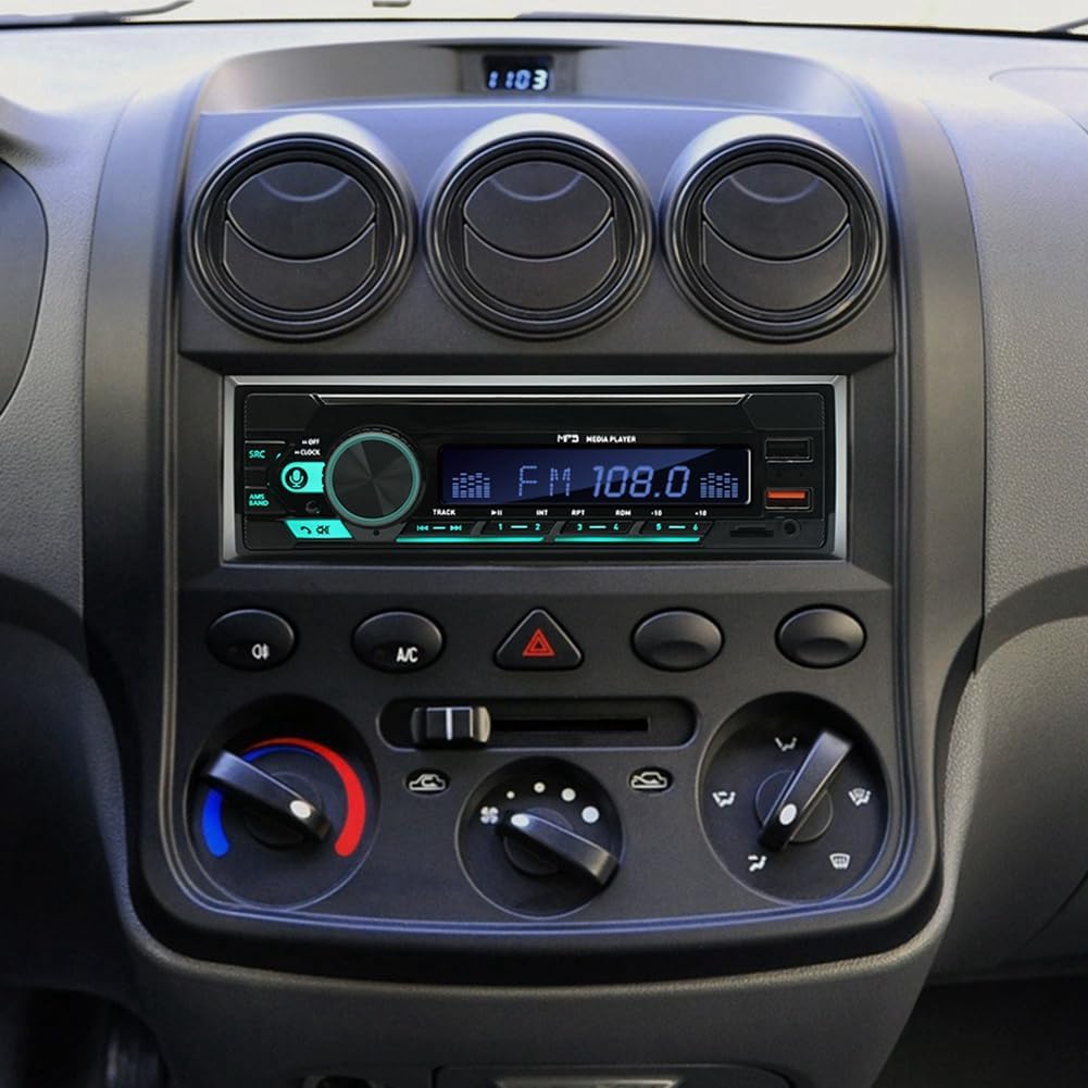 Haptufer 1Set Car Bluetooth MP3 Player Multifunction Plug-in U Disk Car Radio with Multi-Color Function for Car