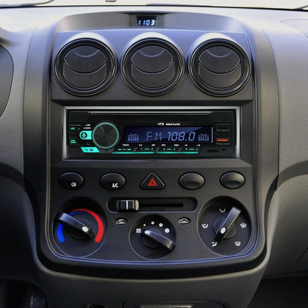 Haptufer 1Set Car Bluetooth MP3 Player Multifunction Plug-in U Disk Car Radio with Multi-Color Function for Car