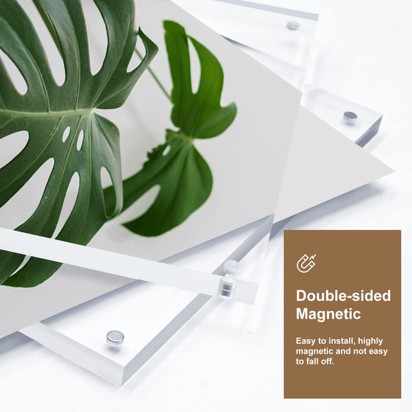 EGOFINE 8x6 Acrylic Frames 4 Pack, 20mm Thicker Frameless Clear Picture Frames, Double Sided Magnetic Picture Frames, Free Standing Desktop Display