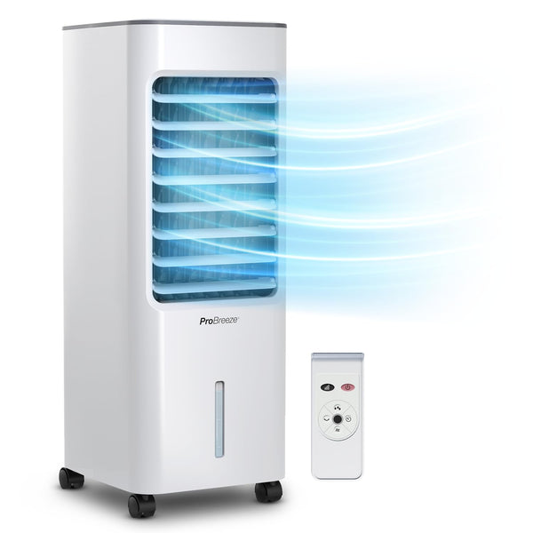 Pro Breeze 4-in-1 Air Cooler with 10 Litre Capacity, Remote Control, 3 Fan Speeds & LED Display. Powerful Evaporative Air Cooler with Built-in 7.5 Hour Timer & Automatic Oscillation for Home & Office
