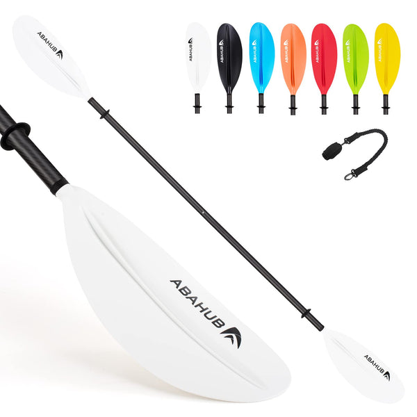 Abahub 1 x Carbon Kayak Paddles, 90.5 Inches Kayaking Oars for Boating, Canoeing with Paddle Leash, Carbon Fiber Shaft White Plastic Blades
