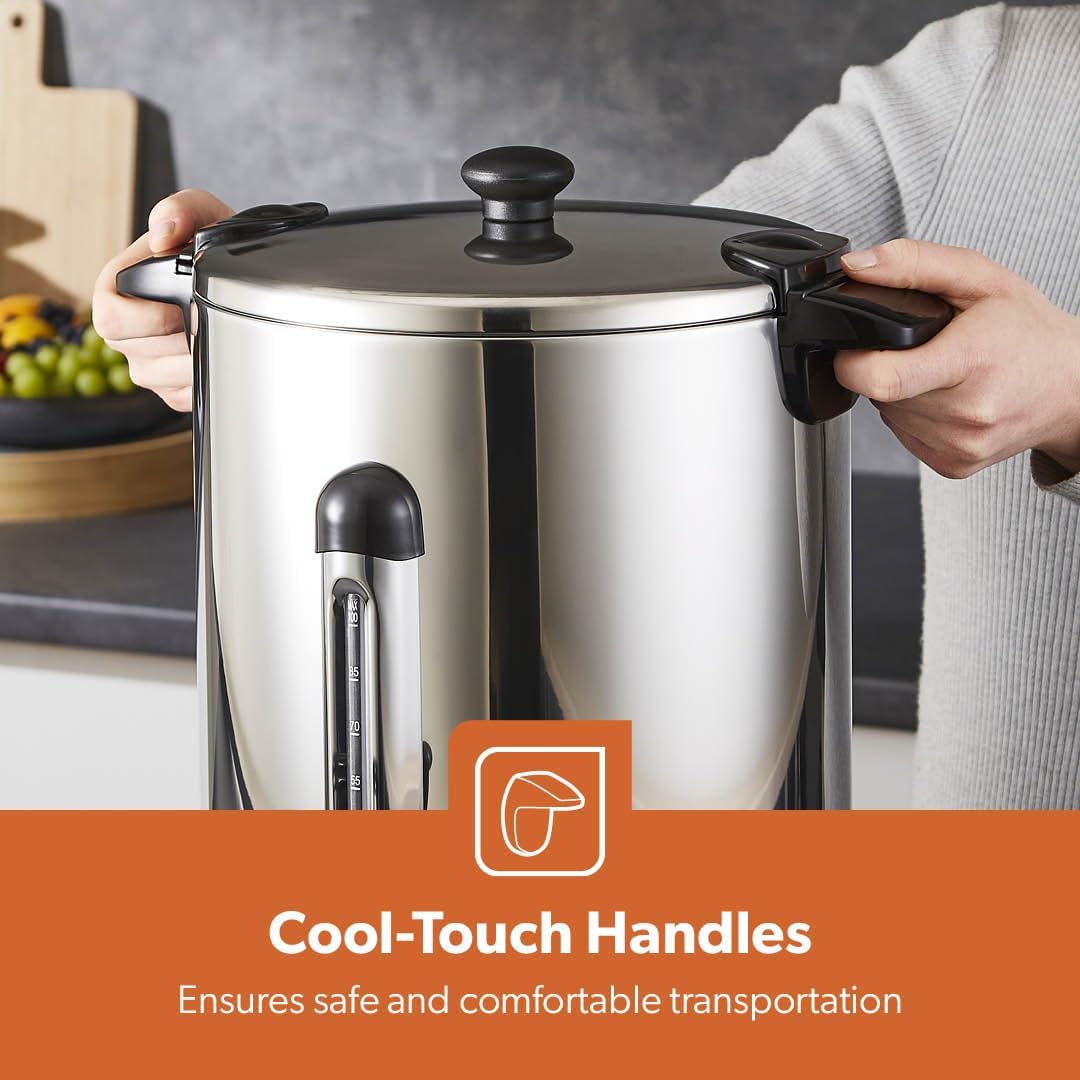 Geepas Electric Catering Urn, 1650W Instant Hot Water Boiler Dispenser - Tea Urn Kettle Home Brewing Commercial Office Use with Keep Warm - Easy Pour Tap, 15 Litre, Stainless Steel – 2 Year Warranty