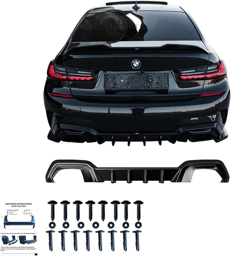 Oneway Rear Diffuser compatible with BMW 3-Series G20/G21 M-Pack 2018-2022 - Gloss black