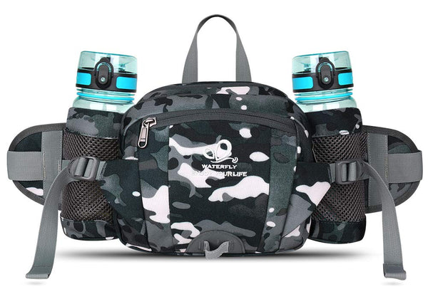 Waterfly Hiking Waist Pack Bum Bag Waist Bag with Bottle Holder Running Bag for Camping Climbing Travel Cycling and Dog Walking