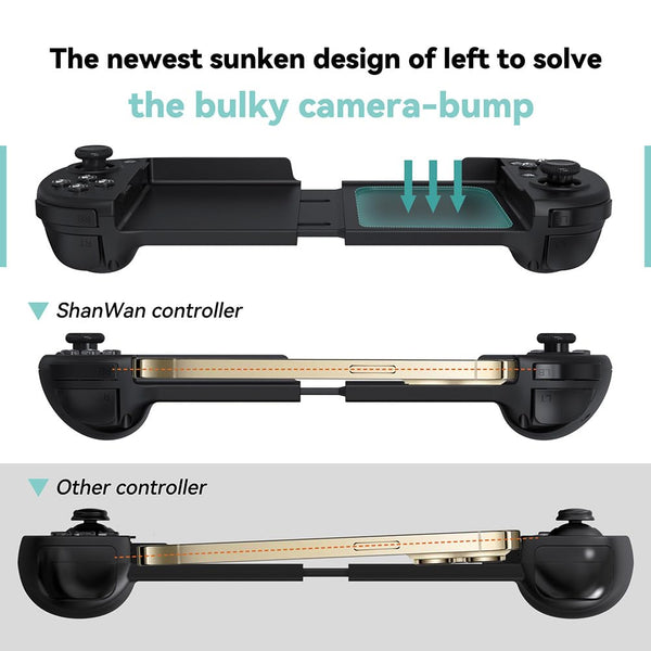 ShanWan Mobile Gaming Controller for Android/iOS, Phone controller for iPhone15, Bluetooth connection, PS Remote Gaming Xbox Cloud Steam Link GeForce NOW MFi Apple Arcade Gaming