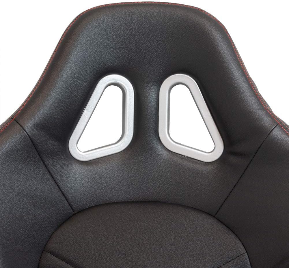 Sport seat 'TN' - Black Synthetic leather + Red stitching - Dual-side reclinable back-rest - incl. slides