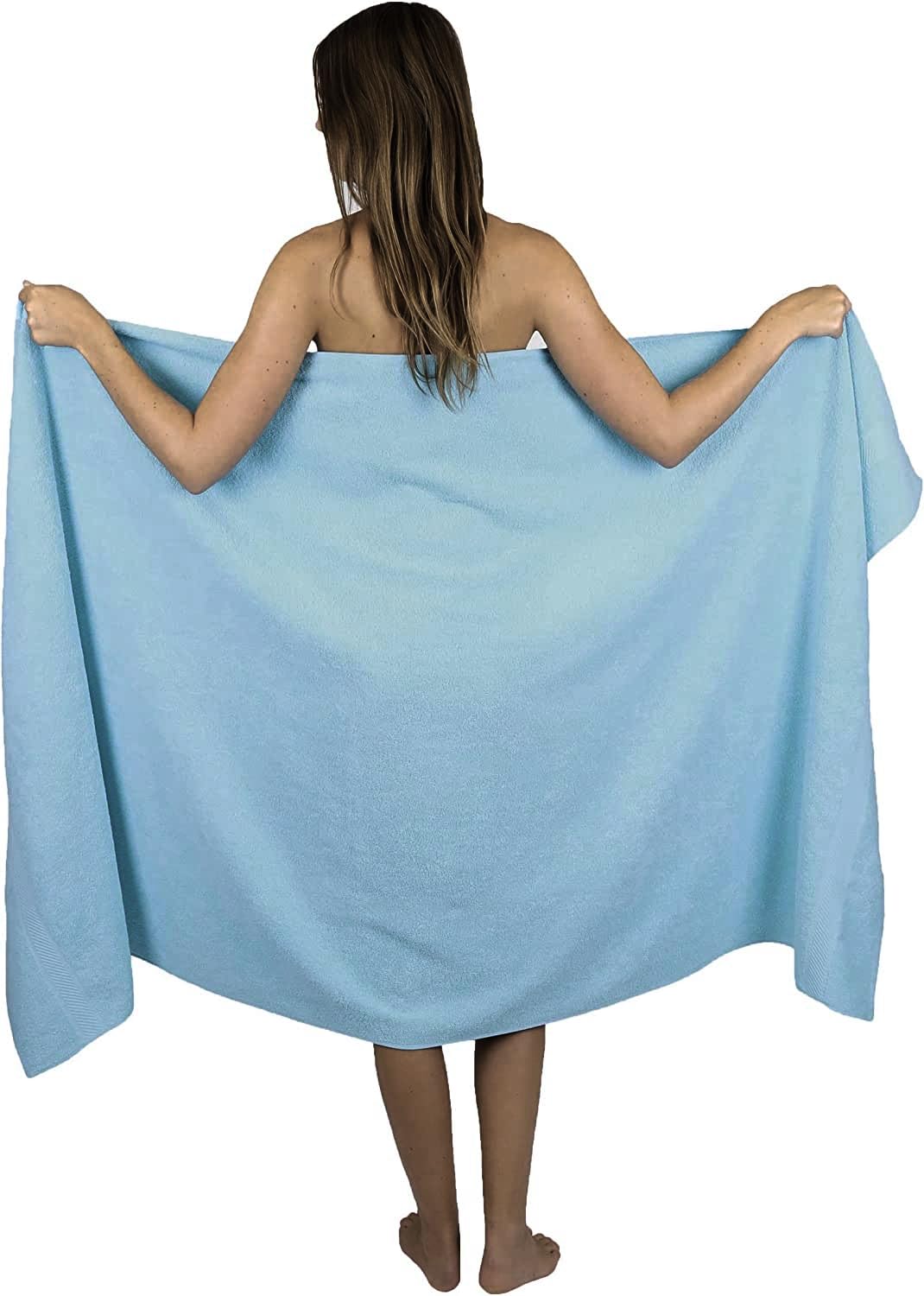Wholesale Trade Dealz Extra Large Bath Sheet 100 x 200 cm Super Jumbo Big Bath Sheets Towels Beach Body Wrap XL Bath Towels 600-GSM (Sky Blue)