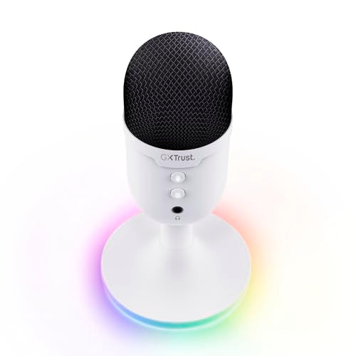 Trust Gaming GXT 236 Yami USB Condenser Streaming Microphone for Podcast, Twitch, Discord, ASMR, Youtube, Playstation 5, Gaming Mic with Cardioid Recording Pattern, Mute Button, RGB Light - Black