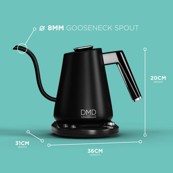 DMD? | Electric Gooseneck Kettle Digital Display | Pour-Over Kettle, 8mm Spout | Coffee and Tea Kettle 1L Energy-Efficient | 40-100?C Temp Control
