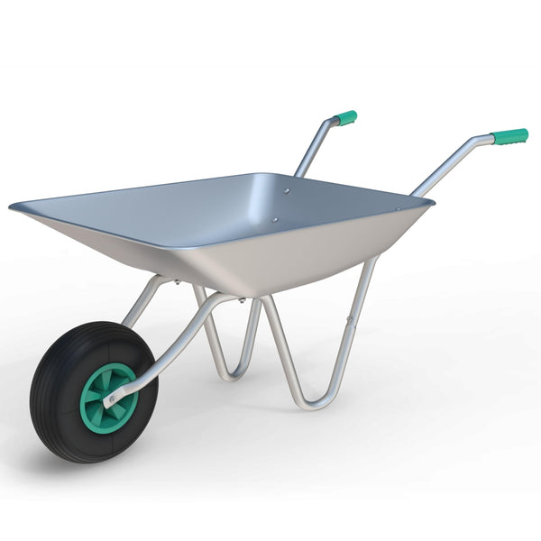 65L Wheelbarrow Home Garden, Heavy Duty Cart Galvanised Wheel Barrow with Pneumatic Tyre 100KG Load-Bear, Strong Large Transport Trolley Handcart, Suitable for Garden Work