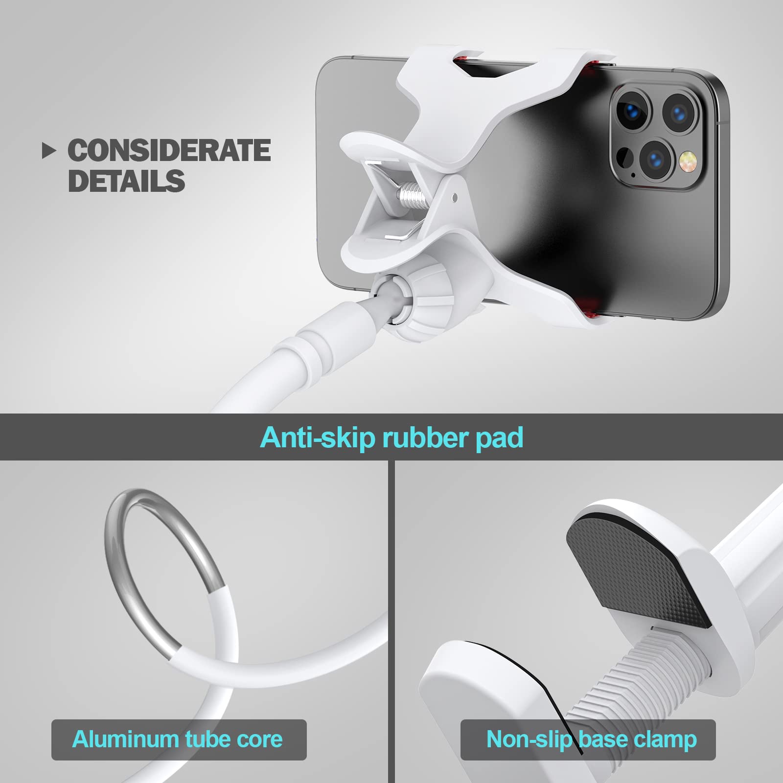 Gooseneck Phone Holder for Bed, Flexible Lazy Arm Cell Phone Stand Holder 360 Adjustable Clamp Bracket Mount Desk for iPhone 16 15 14 13 12 11 Pro Max Plus, Mini, Xs XR, Samsung