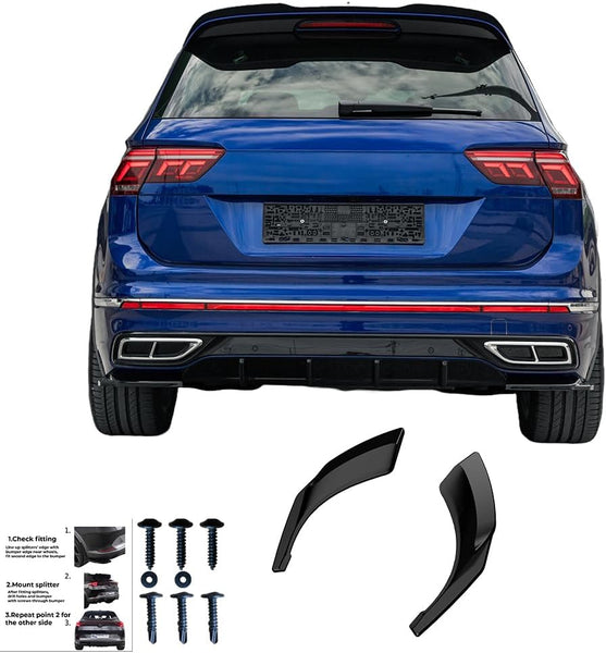 Oneway Rear Side Diffusors compatible with Volkswagen Tiguan II R-Line Facelift 2020-2024 - Gloss black