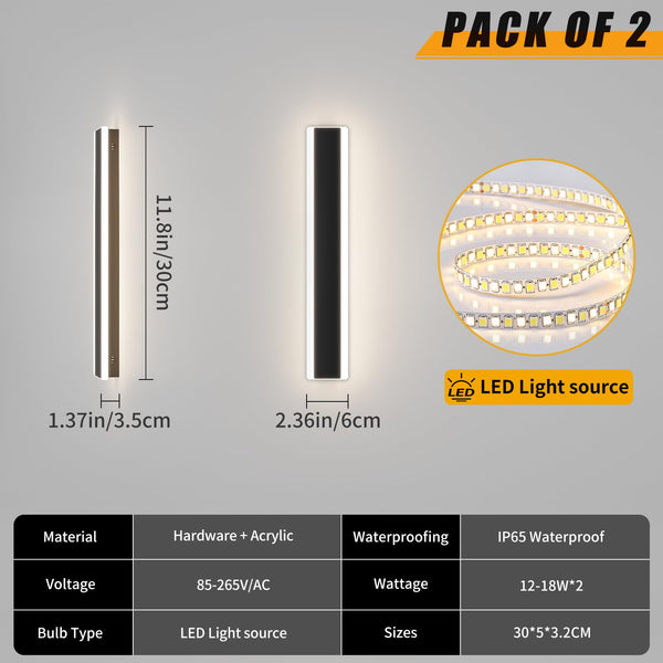 Mikeru 6500k Cool White Outdoor Wall Light, 150cm Modern Porch Wall Light, LED Vertical Long Acrylic Garden Fixture, IP65 Waterproof for Balcony, Living Room, Garage, Patio