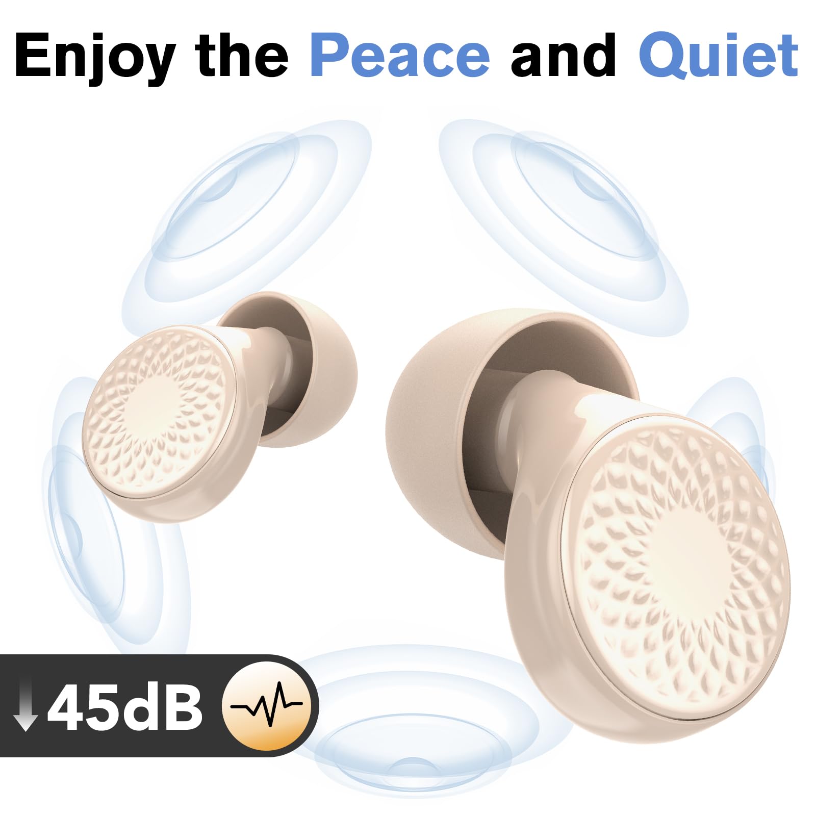 Ear Plugs for Sleep Noise Cancelling -45dB, Customized Soft Earplugs for Concert, 0 Pressure, Reusable Ear Plug for Noise Reduction with Case & 8 Eartips, for Sleep, Working, Studying, Traveling