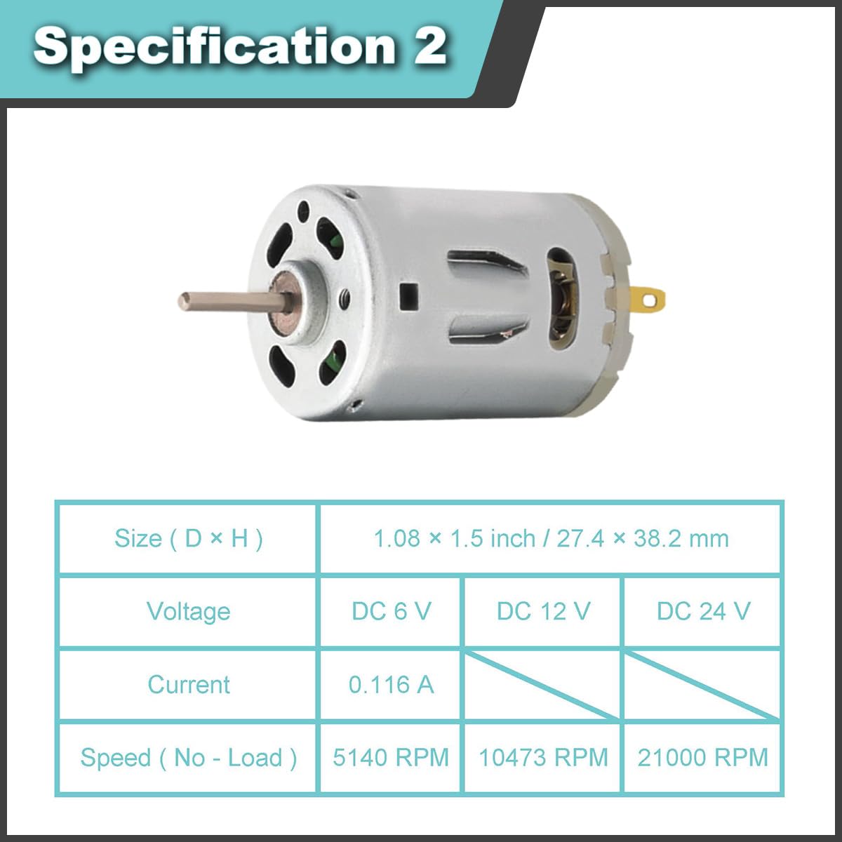 2 Pcs 545 Micro Motor DC 3.7-7.4 V 23500 RPM Long Shaft High Torque Gear RC Power Wheel Mini/Small Motor with Spring Wire, for RC Toy Car/Robot/Mini Fan/Electric Drill/UAV/DIY/Test
