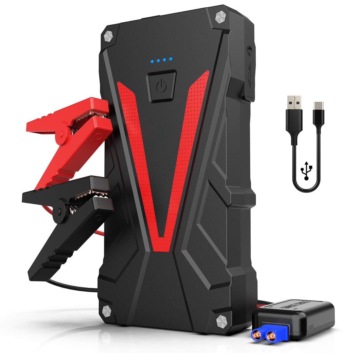 6000A Jump Starter Power Pack,12V Car Jump Starter, Portable Car Battery Booster Jump Starter with Jump Leads,Quick Charge,LED Flashlight