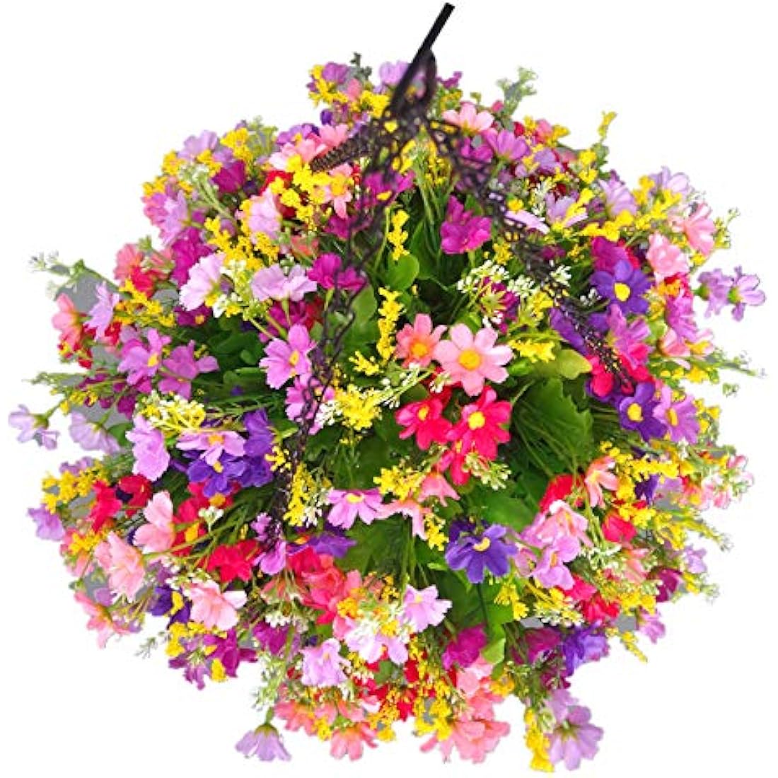 Home and Outdoors Silk Chain Hanging Basket Flowerpot Flowers DIY Artificial Daisy Red Flowers and Pink Flowers Purple (Big Basket)