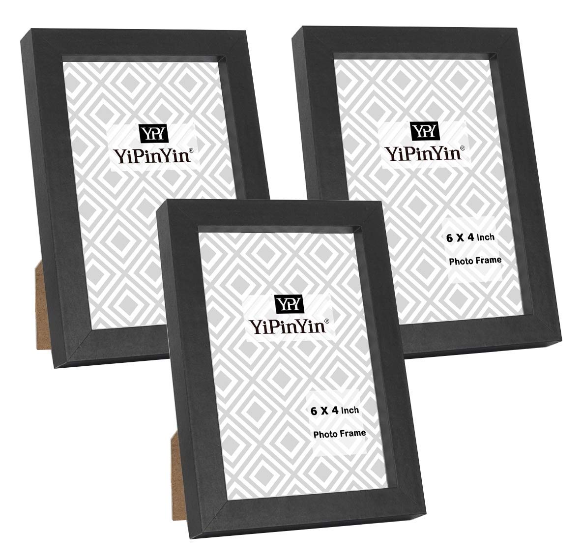 Black 50x70cm Boxed Picture Frames Set of 3 with Mounts for 40x60cm, 70x50cm poster frame with Acid Free mount for 40x60cm photo (Black 3Pack)