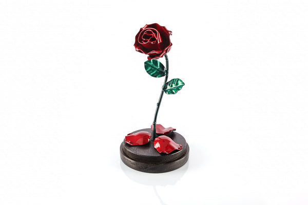 Forging Art Bcn Hand Forged Enchanted Rose in Beauty and the Beast Glass Dome - Gift of Valentine's Day, Mother's Day, 6th Year Wedding Anniversary