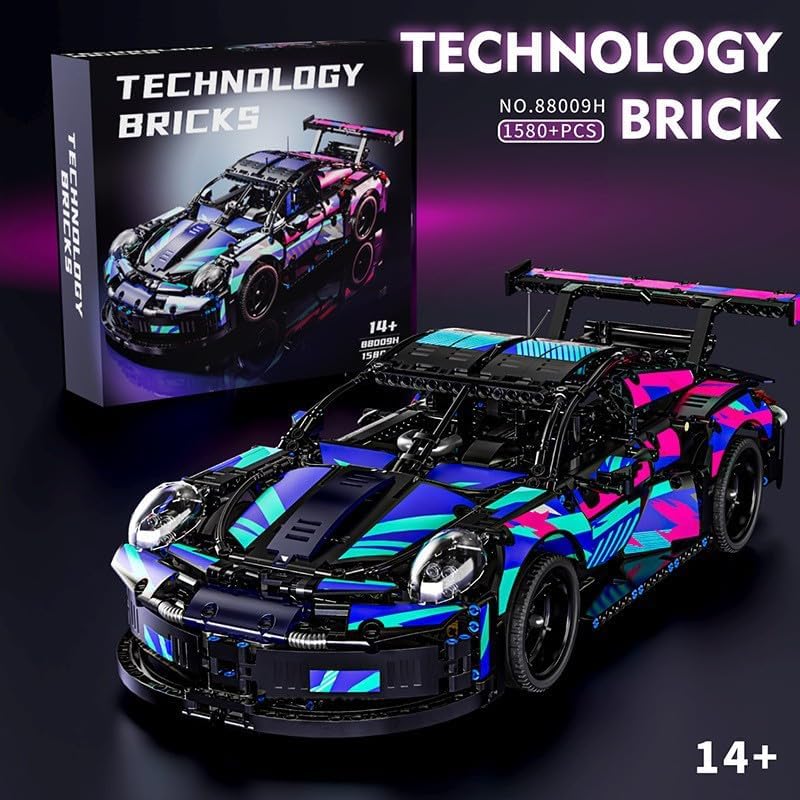 Technik Sports Car Building Kit for Porsche 911 RSR, 1580 Pieces Supercar Racing Car Model Construction Kits, MOC Creative Supercar Toys, Exclusive Collectible Race Car Model, Gifts for Boys Adult