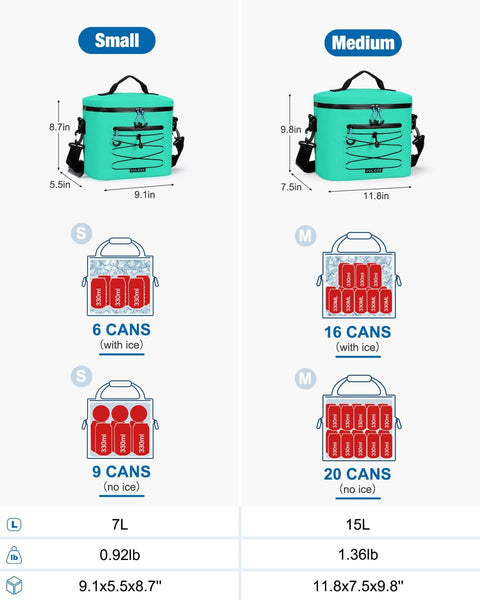 YULEEE 7/15/20L Insulated Cooler Bag - Large Multi-Functional Picnic Lunch Bag for Men & Women,Waterproof Leakproof Perfect for Beach, Family,Travel, Camping, Work,BBQ,and Outdoor Activities