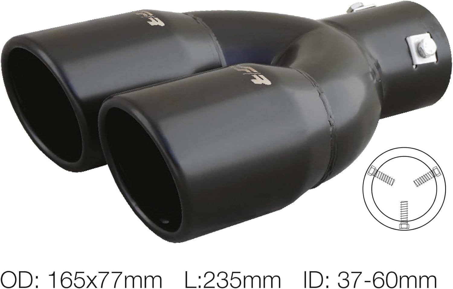 Simoni Racing TRX/18N Universal Stainless Steel Double Round Exhaust Terminal, Black