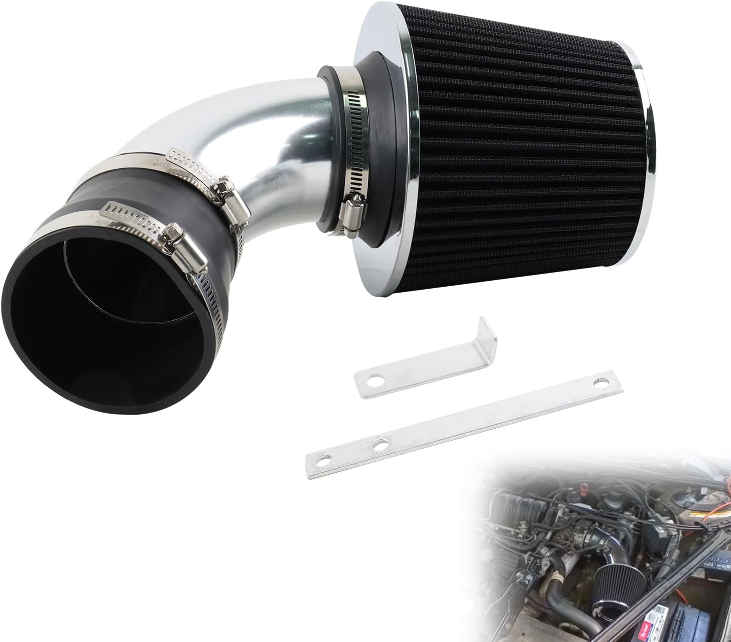 VVORHSBELL Short Ram Air Intake Kit Compatible with 1999-2005 BMW E46 323i 325i 328i 330i M54 I6 Engine High Performance Aluminum Intake System Washable Air Filter, Horsepower Boost