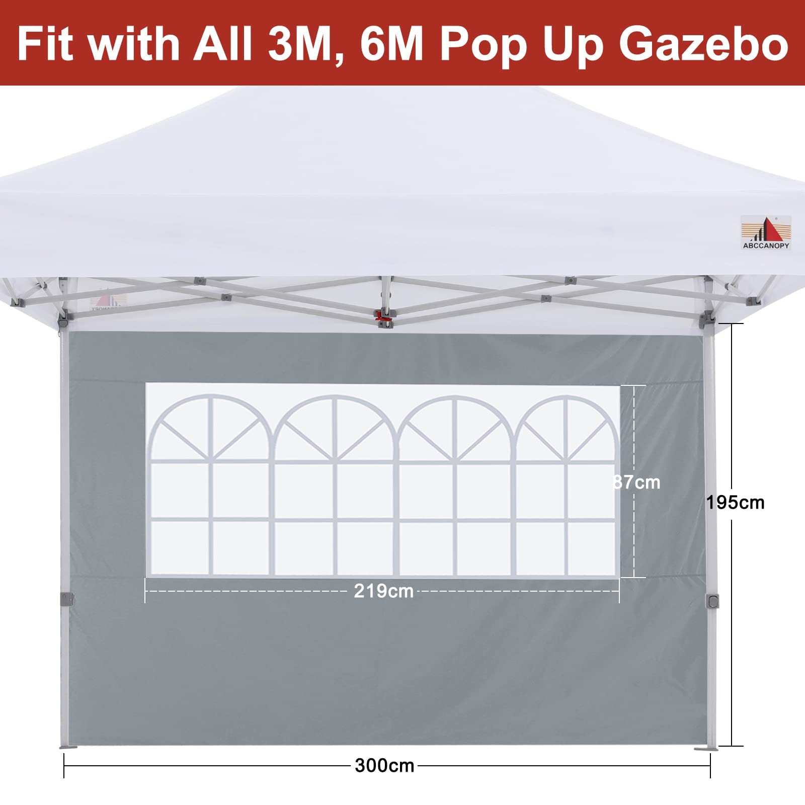 ABCCANOPY 2 Pack of 3M Gazebo Marquee Replacement Exchangeable Side Panel Wall Panels Walls,Grey