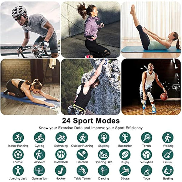 Smart Watch, Fitness Tracker 1.69" Touch Screen Heart Rate Sleep Monitor, IP68 Waterproof Fitness Watch, 24 Modes, Pedometer Step Activity Trackers Smartwatch for Men Women for Android iOS Cyan