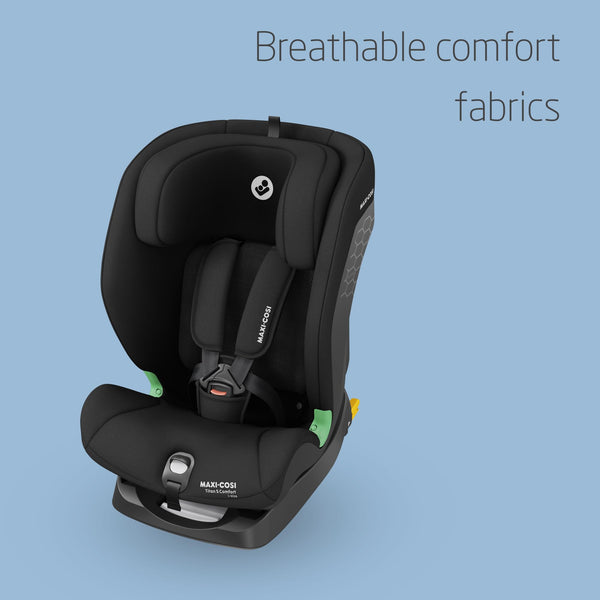 Maxi-Cosi Titan S Comfort i-Size, Breathable Comfort Fabrics, Child Car Seat, 15 months-12 years (76-150cm), ISOFIX Car Seat, 5 Recline & 13 Headrest Positions, G-CELL Protection, Authentic Black