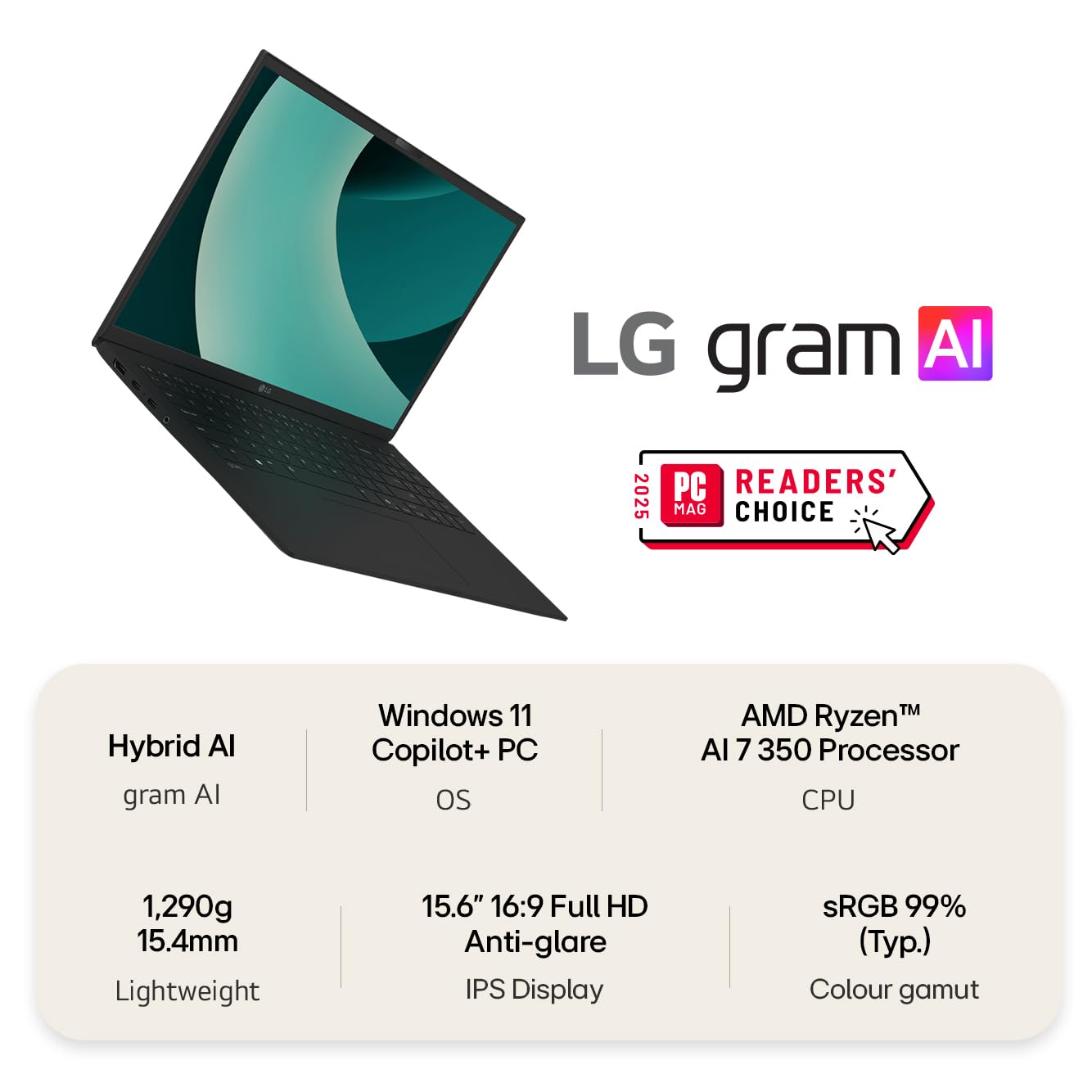 LG gram 16Z90TL - 16 Inch 2.5K IPS Ultra-Lightweight Laptop, Intel Core Ultra 7 256V 47TOPS NPU - EVO Edition, 16GB RAM, 1TB SSD, Windows 11 Home, gram Hybrid AI, Copilot+ PC, Black (2025)