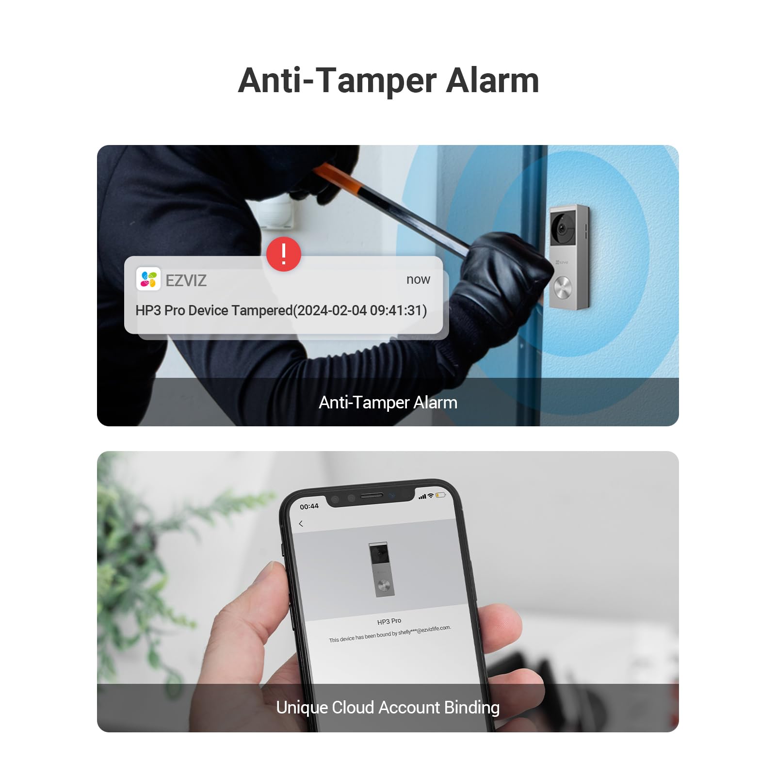 EZVIZ 2K Solar Doorbell Camera Removal-Free Charging No Monthly Fee, 32GB Local Storage, 162° Wide View, Wireless & Wired, Colour Night Vision, AI Detection, Front Door Camera (HP3 Pro)