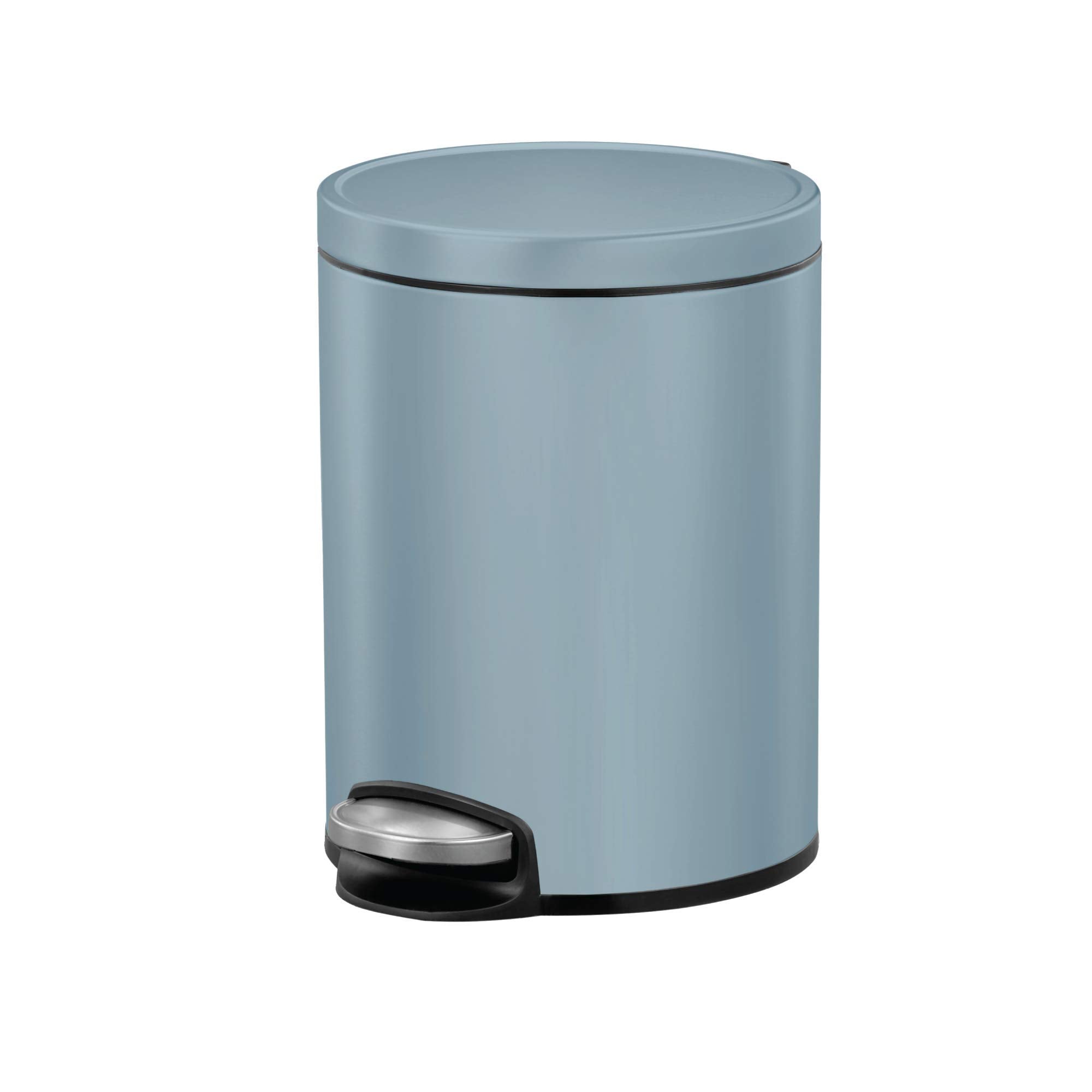 EKO Eva Pedal Bathroom Bin 5 Litres, Rubbish Bin with Soft Close Lid, Removable Inner Bucket, Perfect for Bathroom, Bedroom & Home, Titanium Blue
