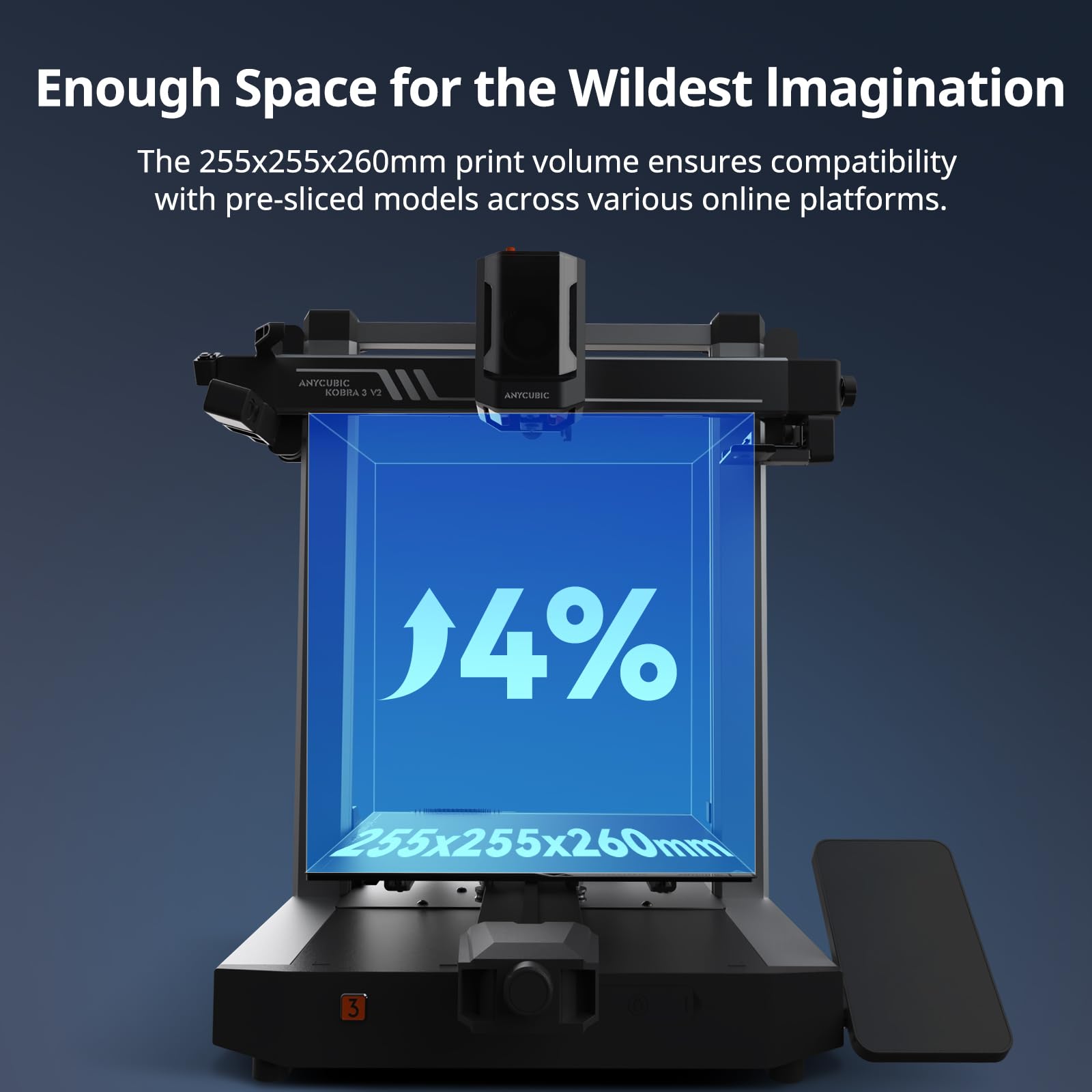 ANYCUBIC Kobra 3 V2 Combo 3D Printer, 600mm/s Fast Printing FDM 3D Printer, Multicolor Printing Up to 8 Colors, Active Drying, Upgraded Auto-leveling, Print Size 255x255x260mm, Realize Smooth Printing