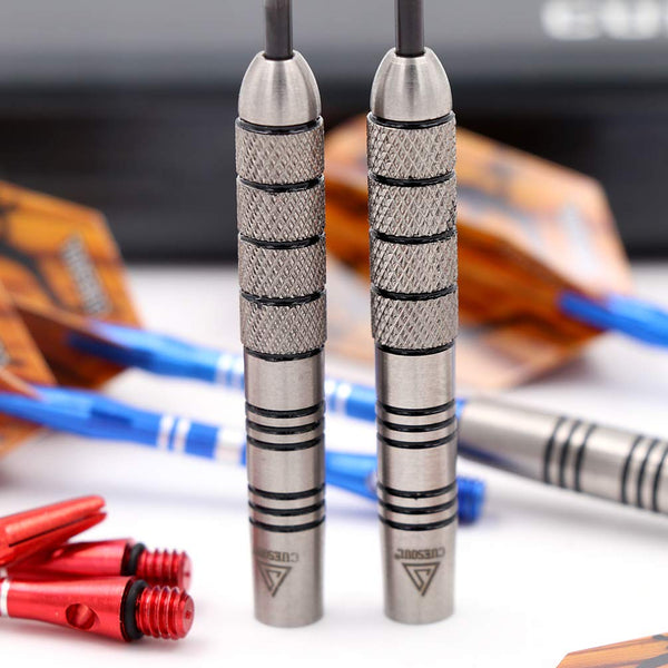 CUESOUL 90% Tungsten Steel Dart 22/24/26/28/30 Grams Darts Set Center Weighted Enhanced Control, Knurled Surface Supergrip, Aluminum Shafts Case